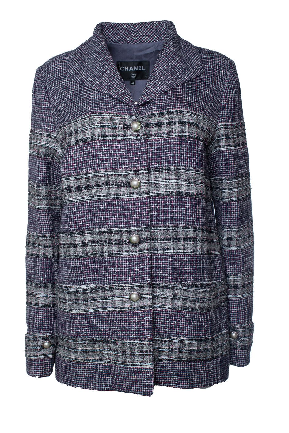 Chanel Chanel, purple tweed blazer with lurex Size L / US 10 / IT 46 - 1 Thumbnail