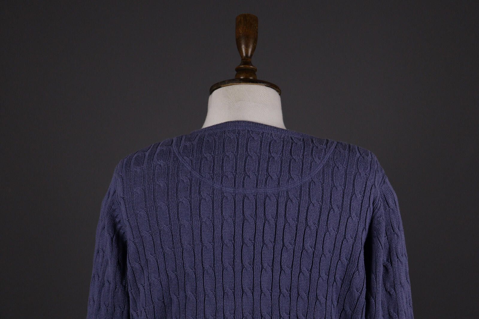 Designer Gudrun Sjoden Blue Belted Cable Knit Cardigan Sweater Size L Size L / US 10 / IT 46 - 8 Thumbnail