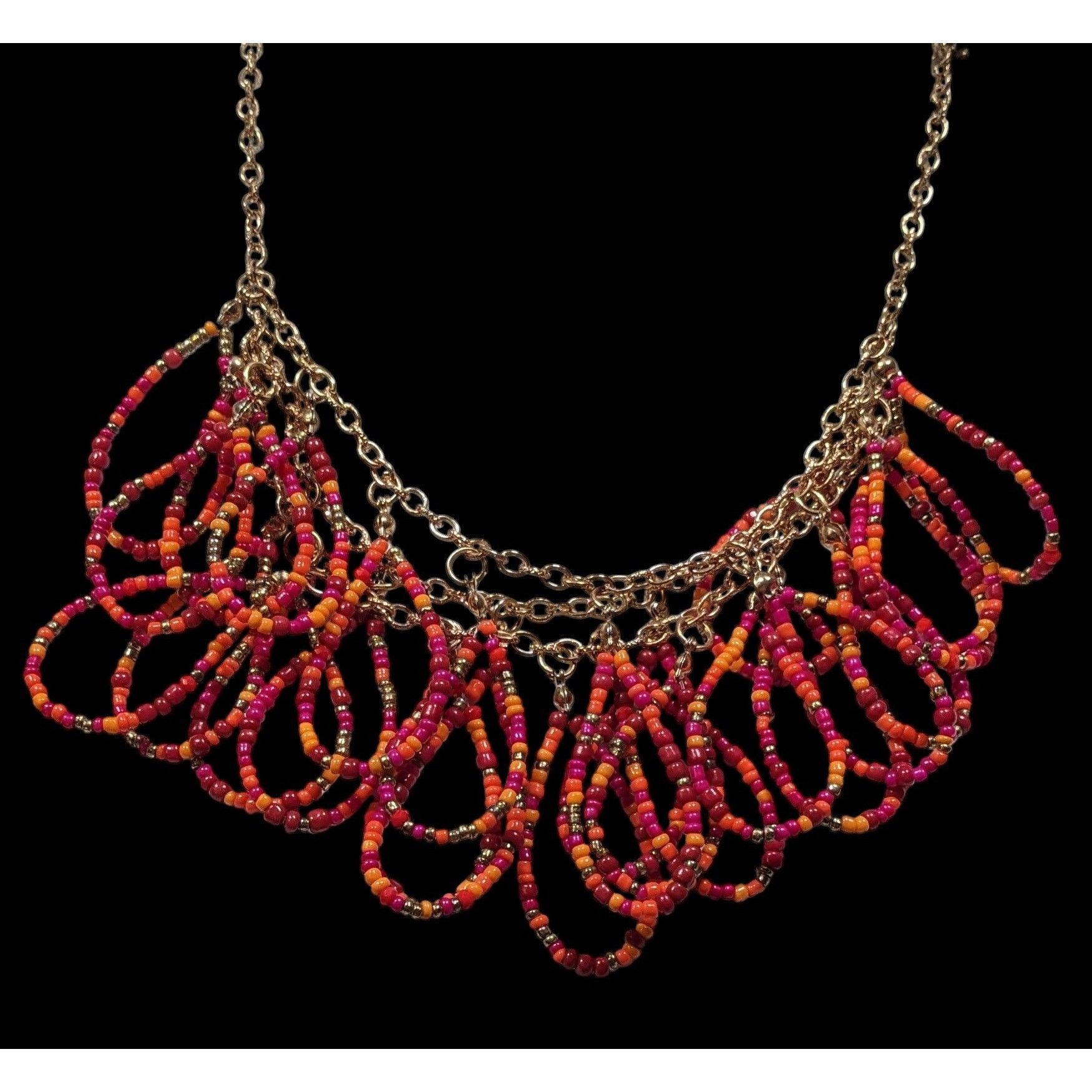Other Erica Lyons Abstract Pink And Orange Glass Beaded Loop Fring Size ONE SIZE - 2 Thumbnail