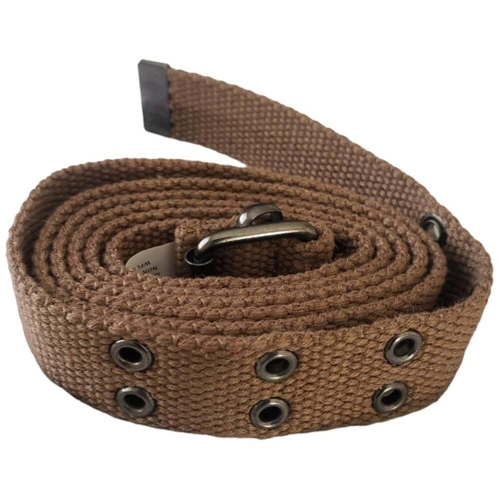 Designer Vintage Unisex Brown Double Prong Woven Belt Size ONE SIZE - 1 Thumbnail