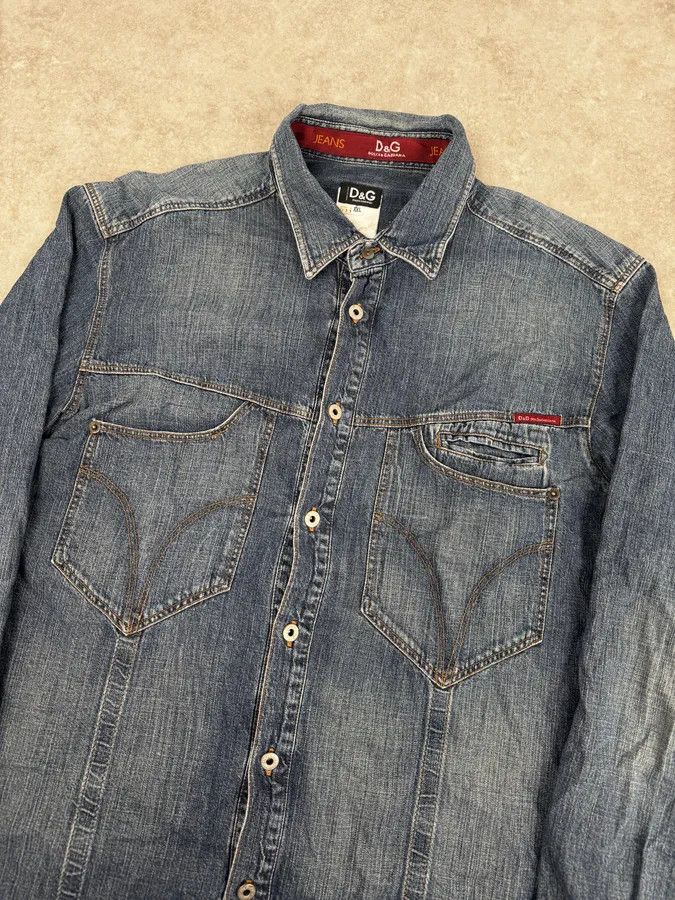 Dolce & Gabbana AW2003 Dolce & Gabbana Blue Cargo Denim Shirt Size US M / EU 48-50 / 2 - 5 Thumbnail