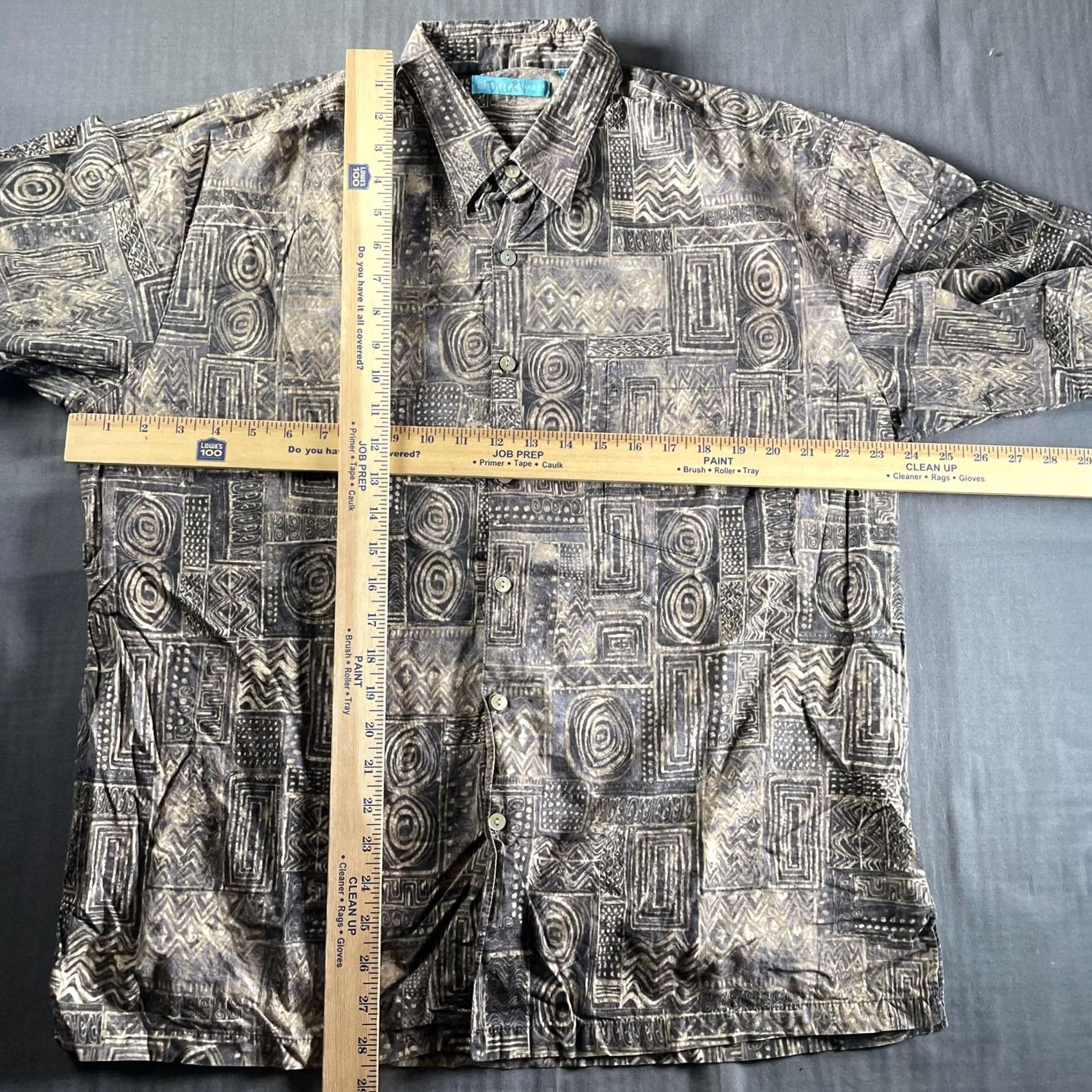 Tori Richard Tori Richard Shirt Mens Large Brown Hawaiian Aloha Geometric Lawn Hawaii USA Size US L / EU 52-54 / 3 - 4 Thumbnail