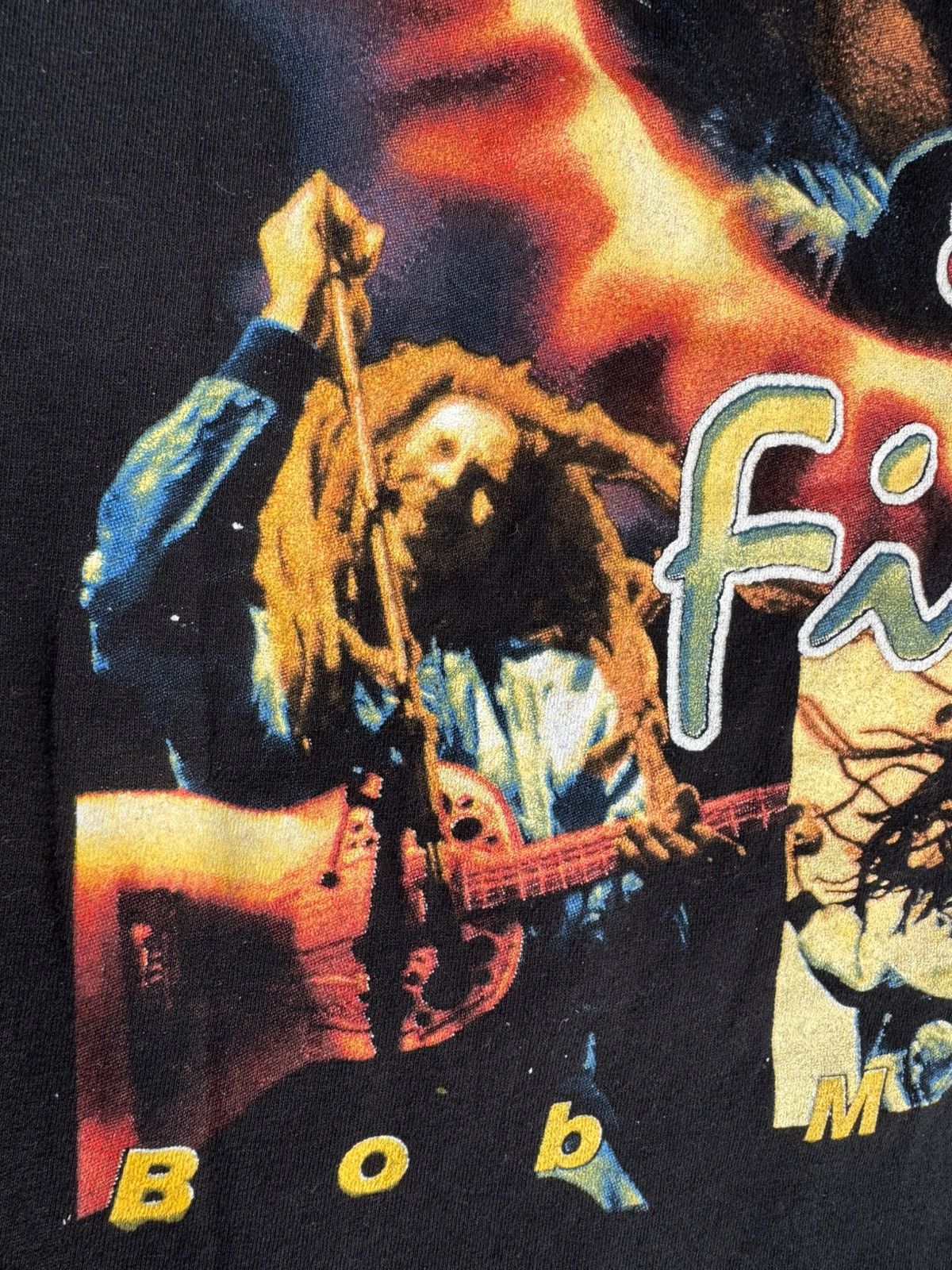 Bob Marley × Rap Tees × Vintage Bob Marley Catch A Fire Vintage 90s Rap Tour Concert T-Shirt Size US L / EU 52-54 / 3 - 9 Thumbnail