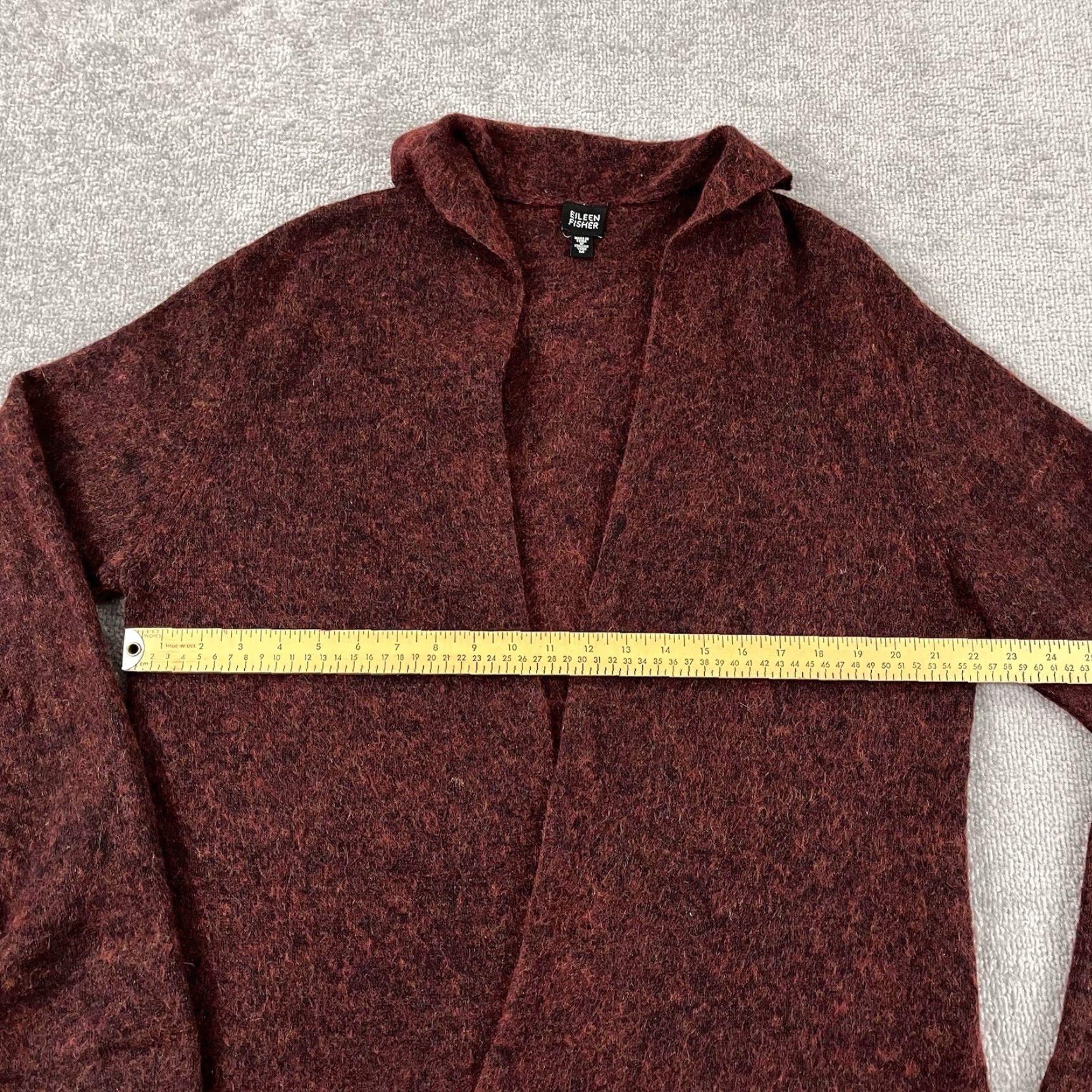 Eileen Fisher EILEEN FISHER Sweater Womens M Dark Red Wool Mohair Open Front Pullover Size M / US 6-8 / IT 42-44 - 5 Thumbnail