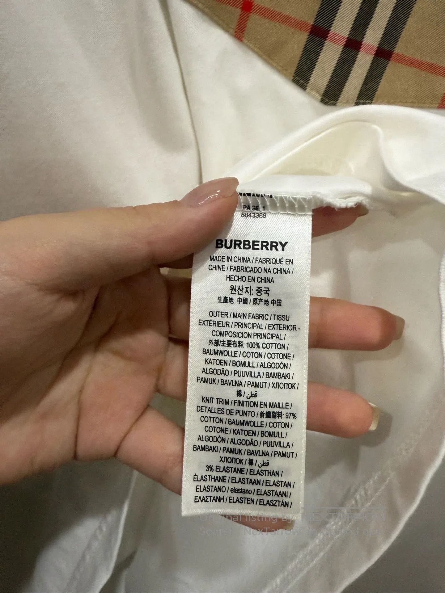 Burberry Burberry White Check Pocket T-Shirt. Size US M / EU 48-50 / 2 - 4 Thumbnail
