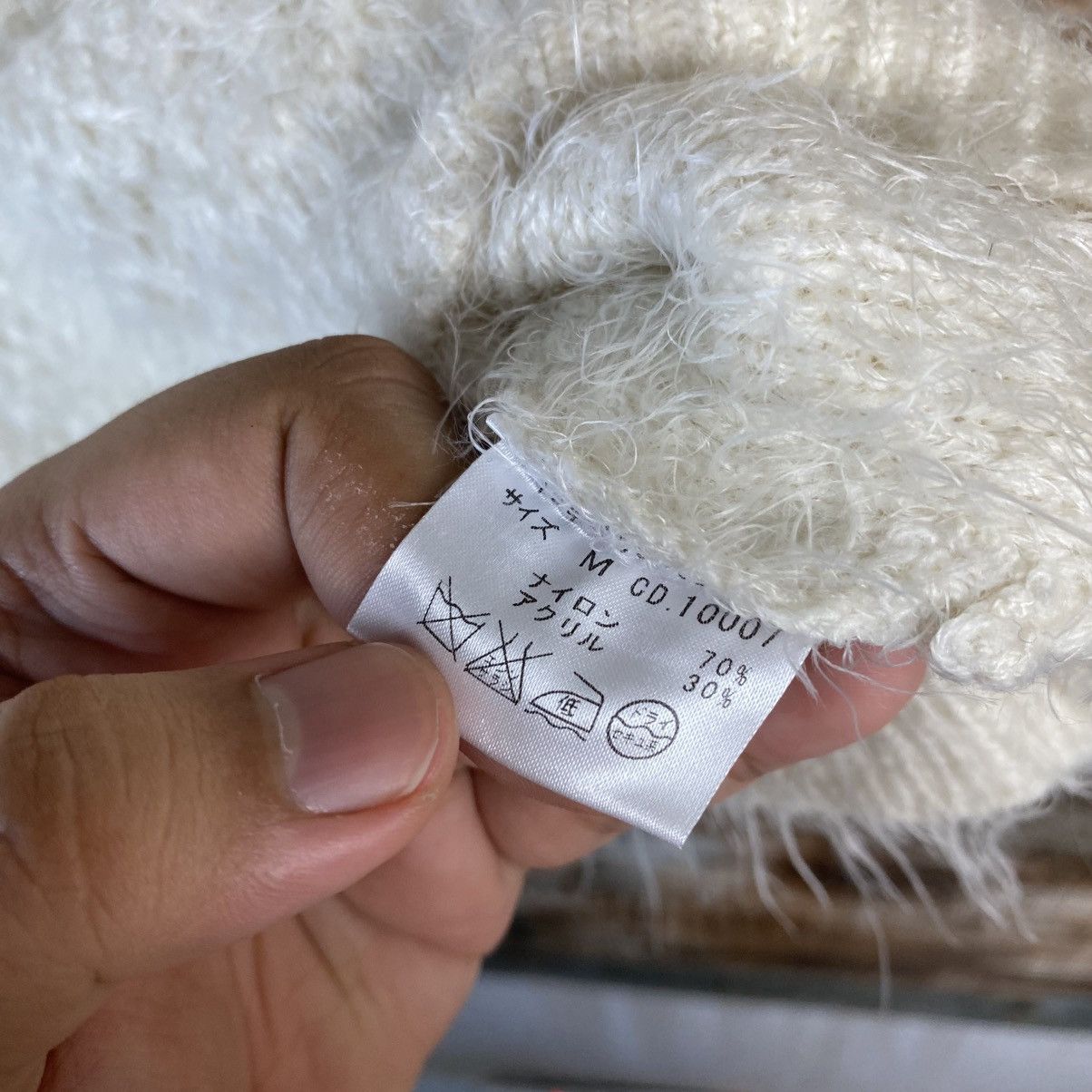 Other DL Ingni White Mohair shaggy fur japan Knitwear #C1148 Size M / US 6-8 / IT 42-44 - 11 Thumbnail