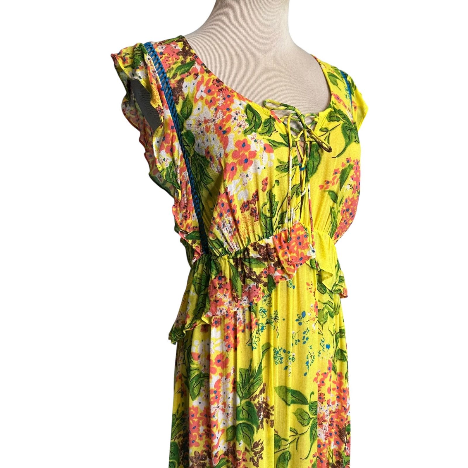 Anthropologie Tracy Reese vibrant yellow floral maxi dress size XS Size XS / US 0-2 / IT 36-38 - 6 Thumbnail