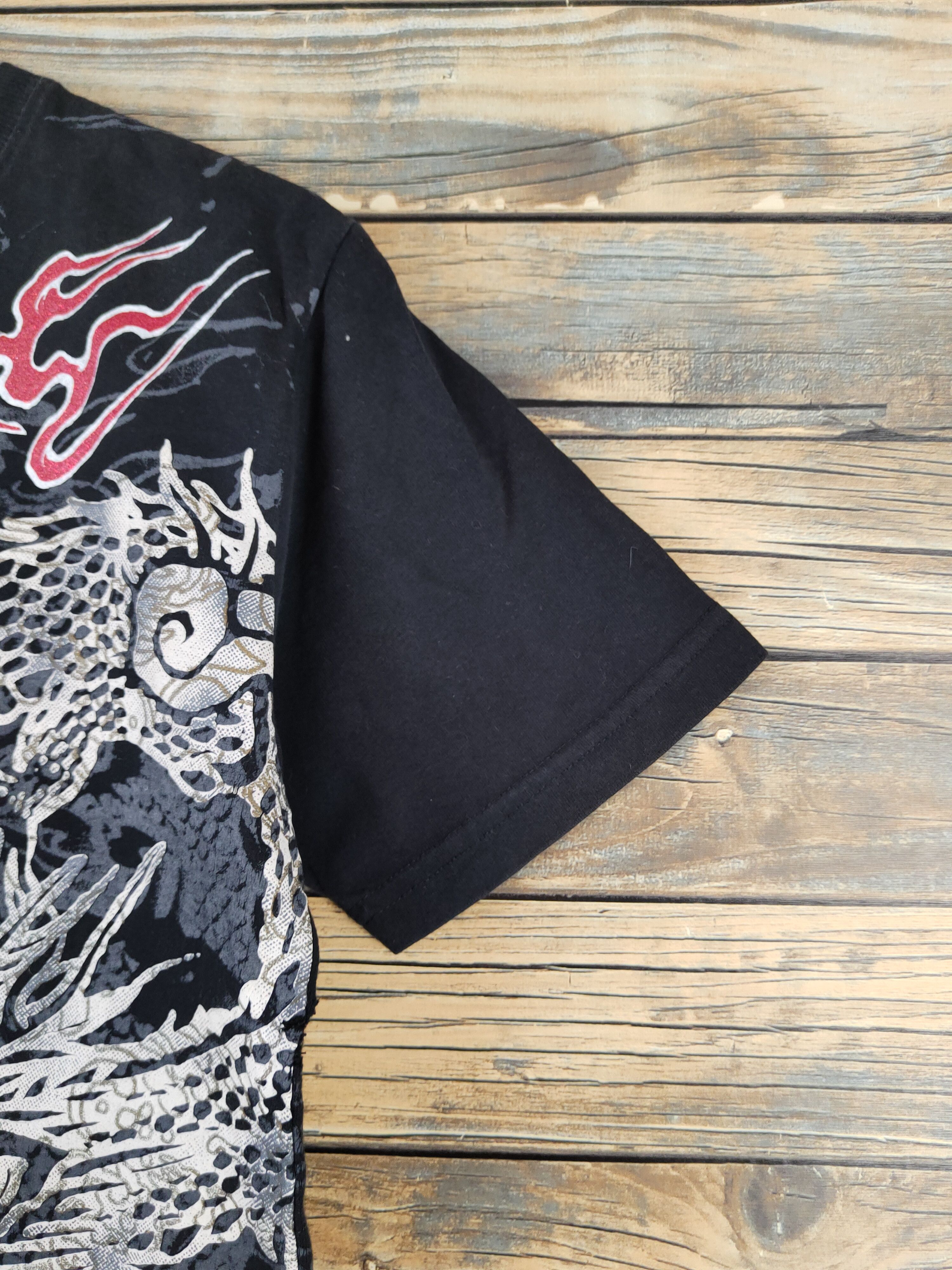 Japanese Brand DLL Cuze All Black Dragon Short Sleeve T-shirt #101 Size US S / EU 44-46 / 1 - 7 Thumbnail