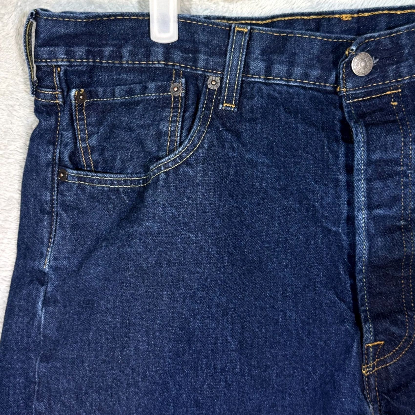 American Eagle Outfitters Levi’s 501 Jeans Men’s Blue Button Fly Straight Leg Denim 34 x 29 Regular Rise Mid 90s USA Cowboy Horse Pattern Size US 34 / EU 50 - 3 Thumbnail