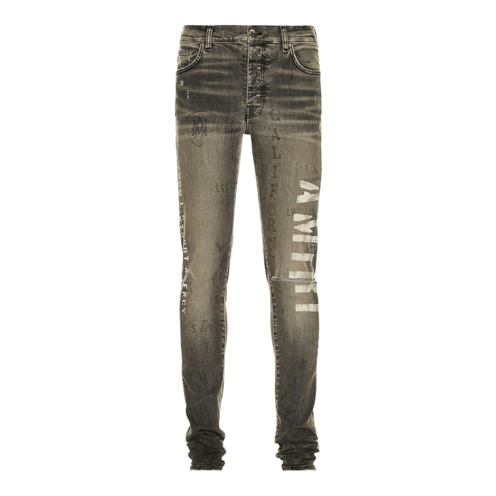 image of Amiri Military Stencil Jeans Grey, Men's (Size 38)