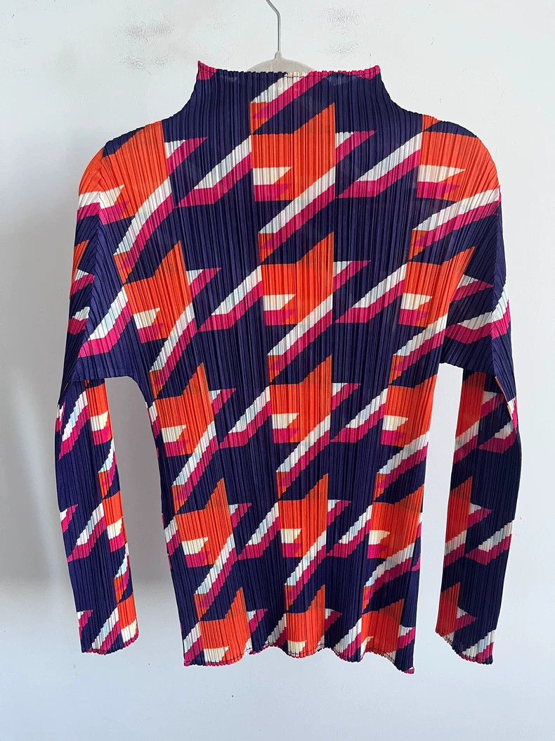 Issey Miyake Issey Miyake size:3 Blue-orange pleated long-sleeved shirt Size S / US 4 / IT 40 - 2 Thumbnail