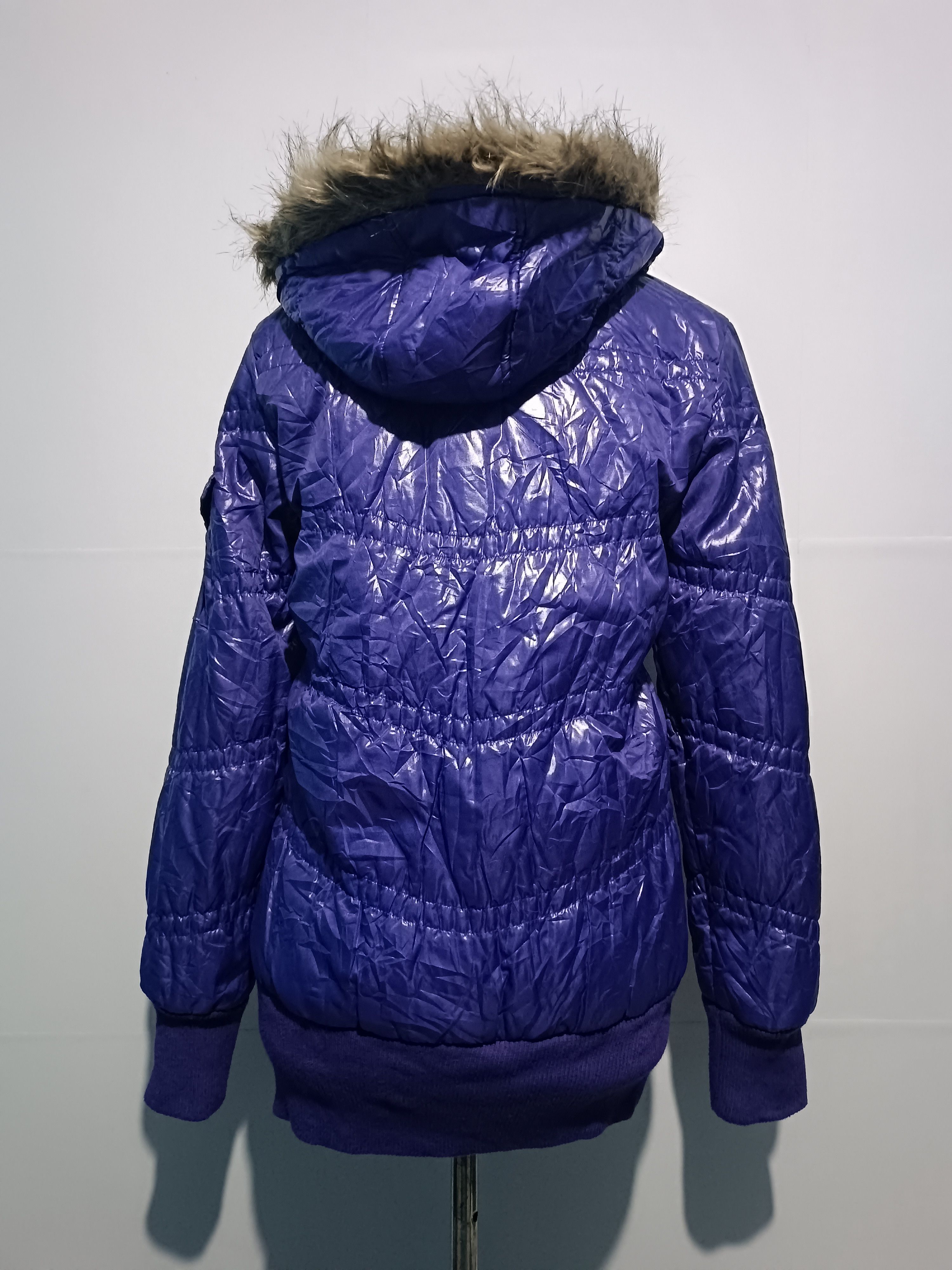 Japanese Brand Women's Faux Fur Hood Puffer Jacket Purple Size M / US 6-8 / IT 42-44 - 4 Thumbnail
