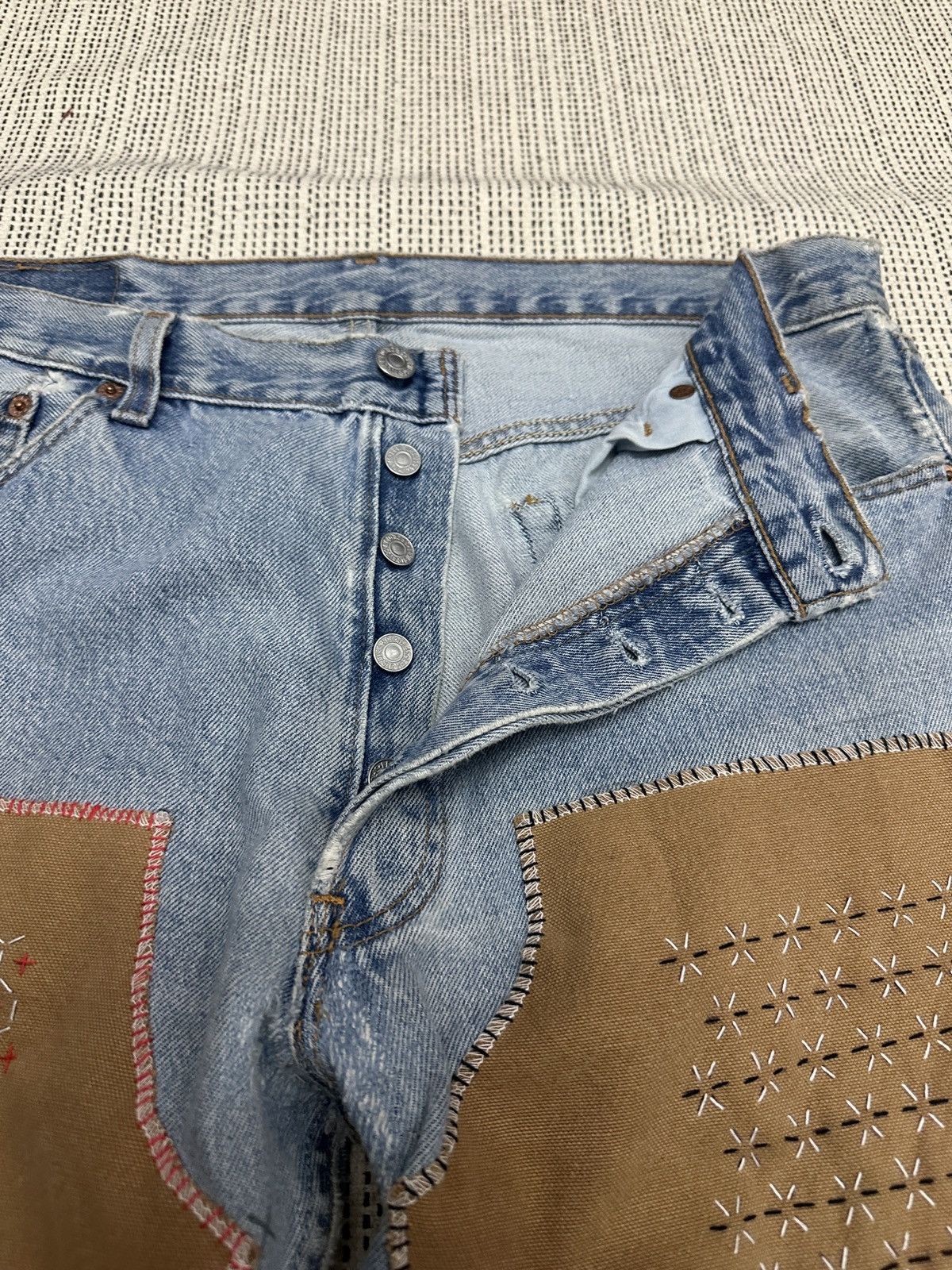 Levi's 🔥 Levis 501 Patchwork Sashiko Reworked Size US 34 / EU 50 - 7 Thumbnail