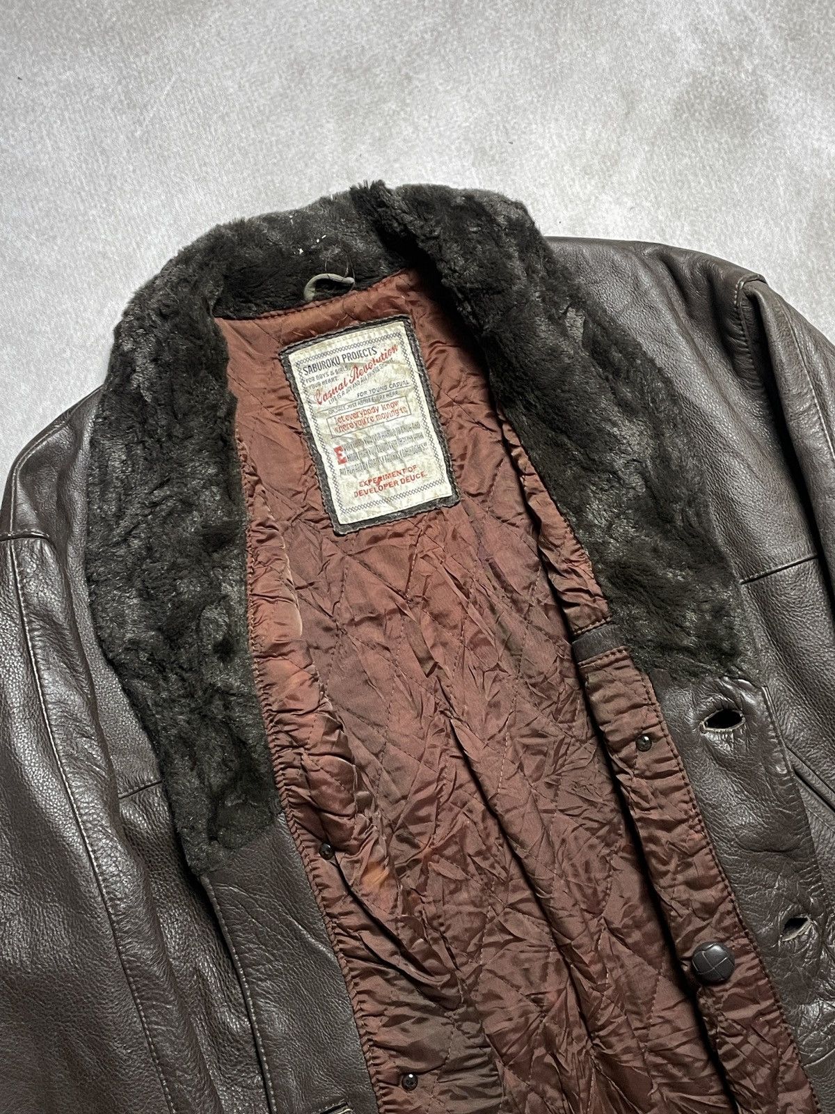 Japanese Brand 1950’s Saburoku Projects - Double Breasted Cow Leather Coat Size US L / EU 52-54 / 3 - 7 Thumbnail