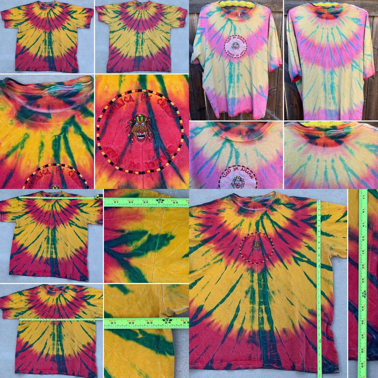 Vintage VINTAGE Jamaica Me Crazy embroidered t shirt tie dye tee single stitch 2XL or 3XL Size US XXL / EU 58 / 5 - 8 Thumbnail