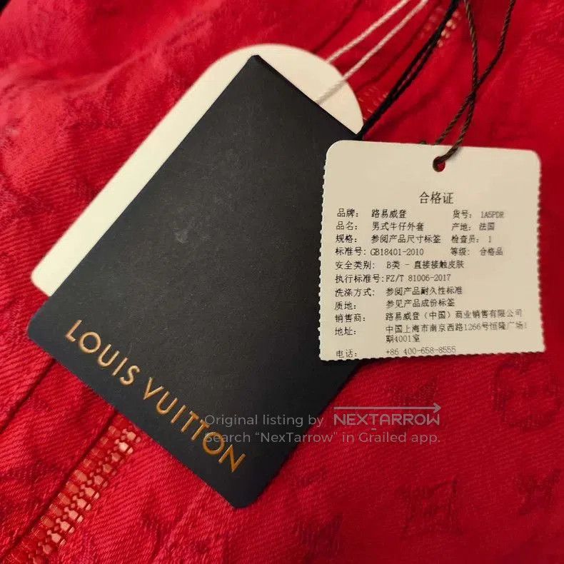 Louis Vuitton LV Monogram Stand Collar Denim Jacket Red 48. Size US M / EU 48-50 / 2 - 4 Thumbnail