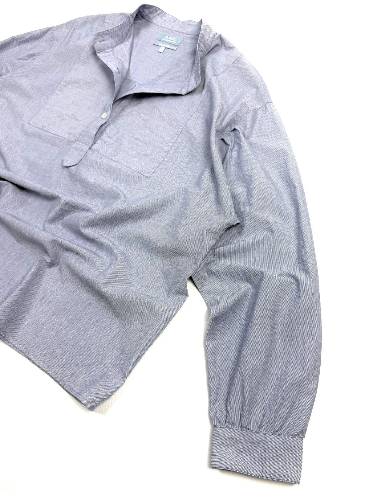 A.P.C. A.P.C. Light Blue Striped Cotton Button Up Shirt Blouse Size M / US 6-8 / IT 42-44 - 8 Thumbnail