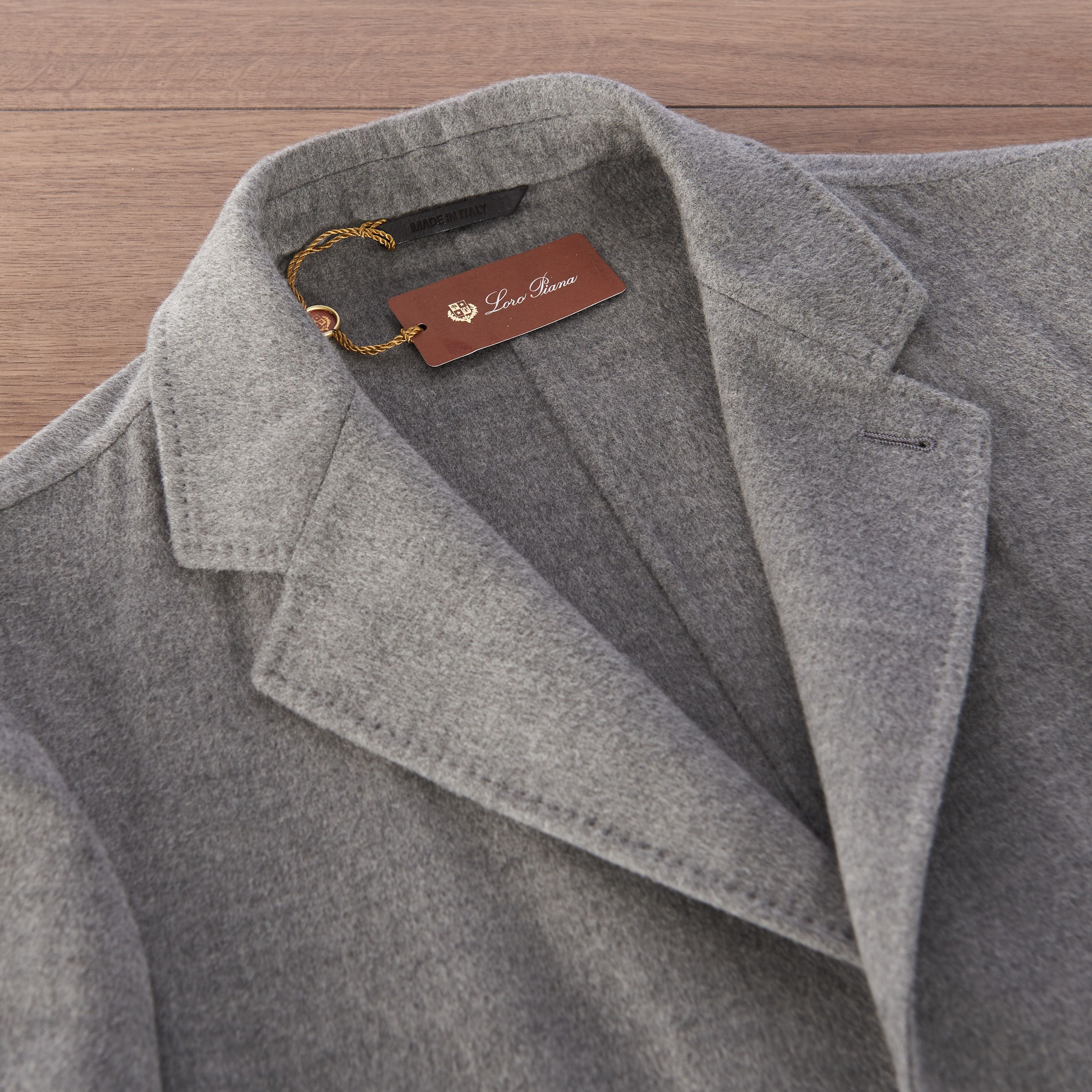 Single-Breasted Coat In Grey Double-Faced Cashmere