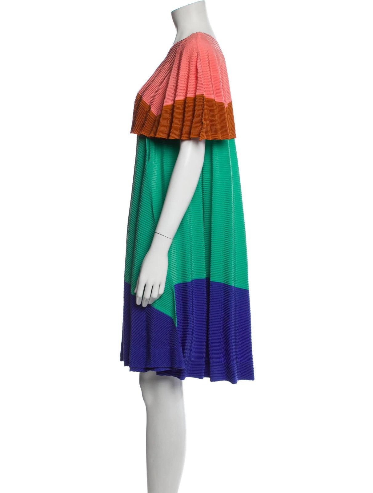 Issey Miyake o1mle0325 Pleats Short Sleeve Dress in Multicolor Size M / US 6-8 / IT 42-44 - 2 Thumbnail