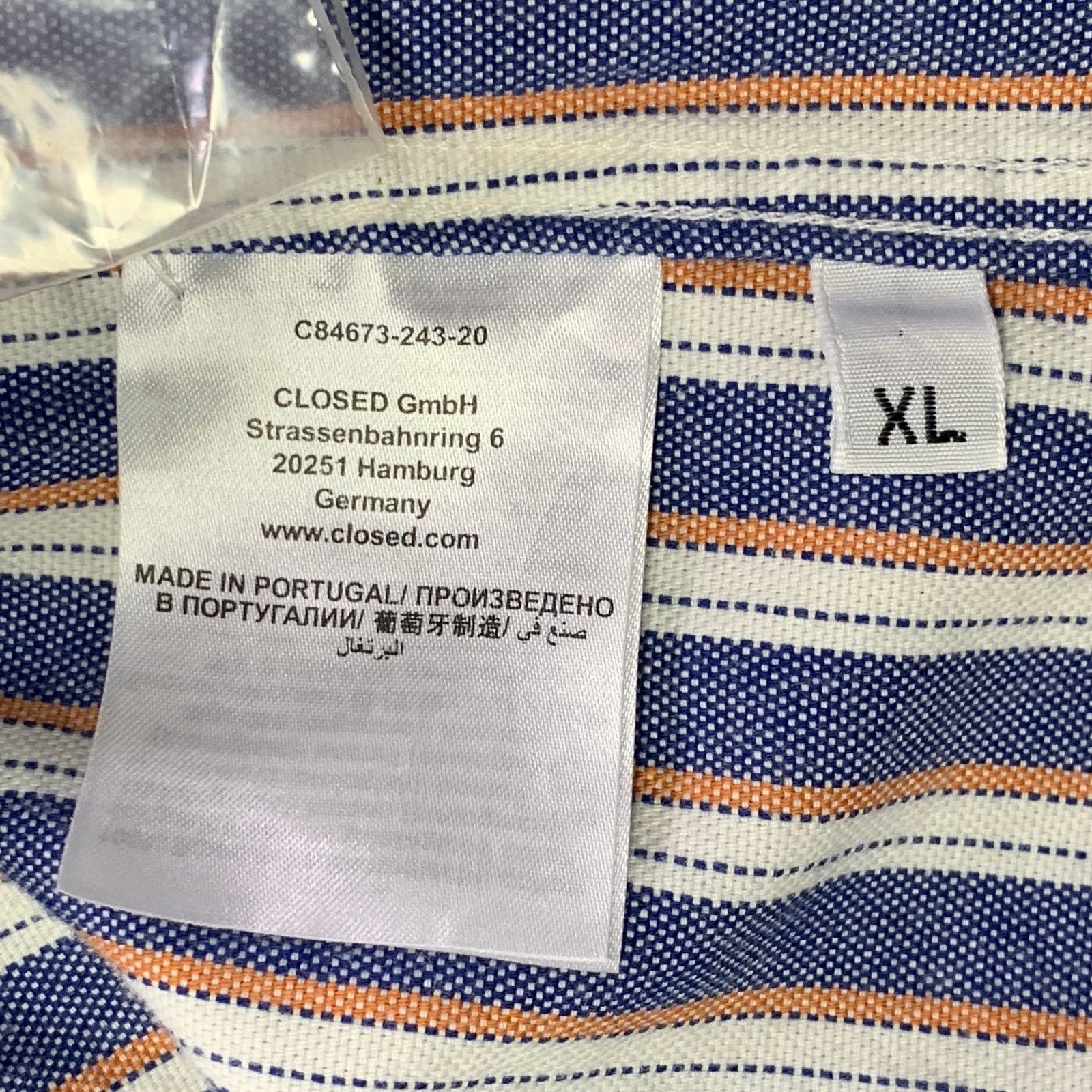 CLOSED Blue White Orange Stripe Cotton Two Pockets Shirt Size US XL / EU 56 / 4 - 8 Thumbnail