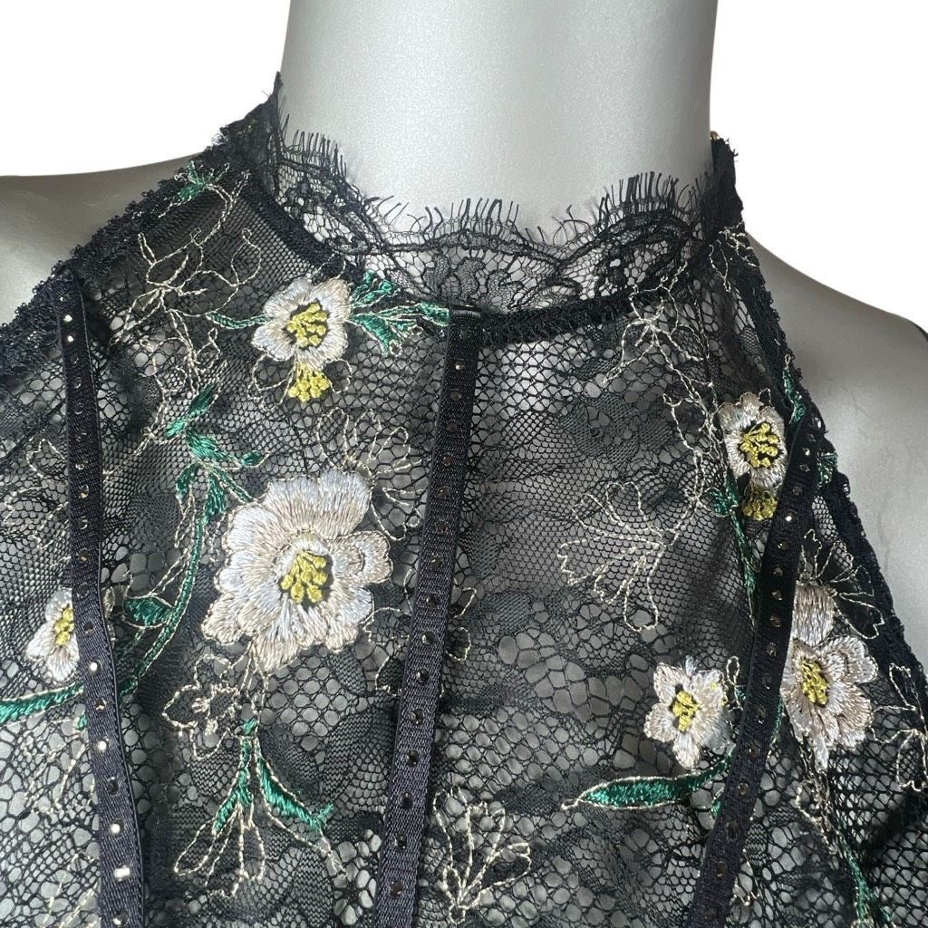 La Perla NWT Agent Provocateur Athena High Neck Lace Bra Top Black Mu Size ONE SIZE - 7 Thumbnail