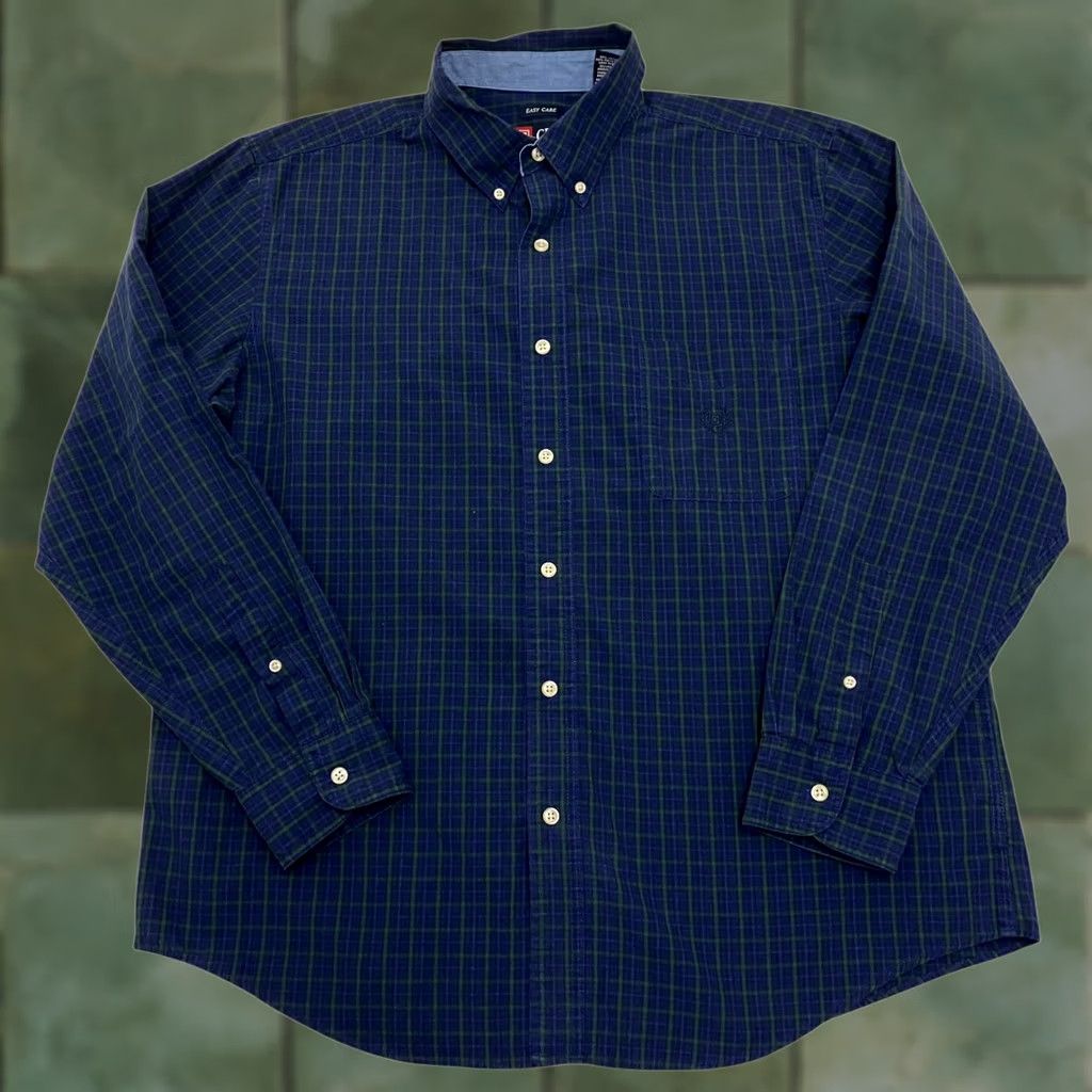 Chaps Chaps Check Shirt Mens XL Blue Green Tartan Button Down Long Sleeve Size US XL / EU 56 / 4 - 1 Thumbnail