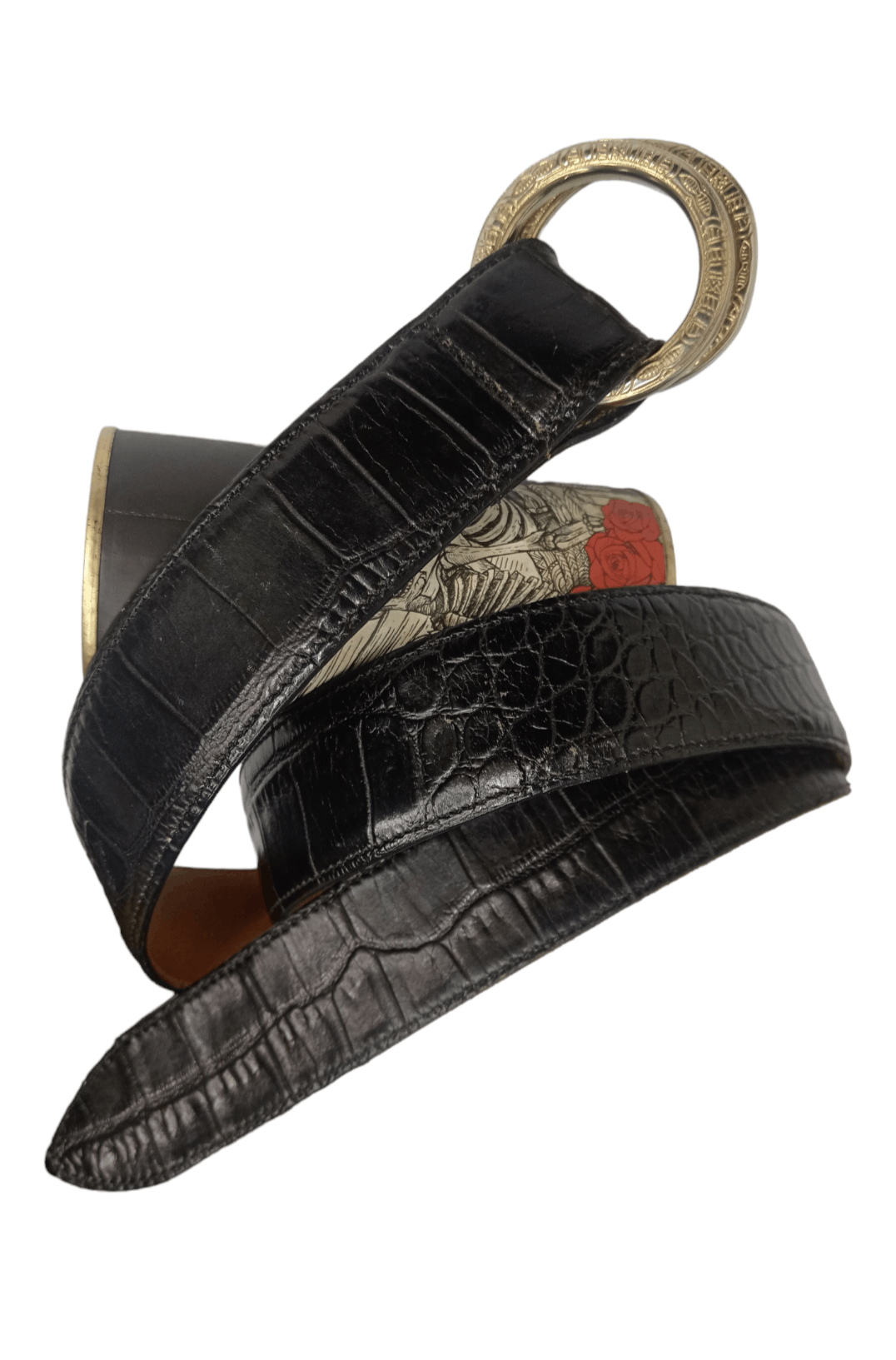 Other VINTAGE Andrea d'Amico Crocodile Leather Belt Black Italy Size 32 - 1 Thumbnail
