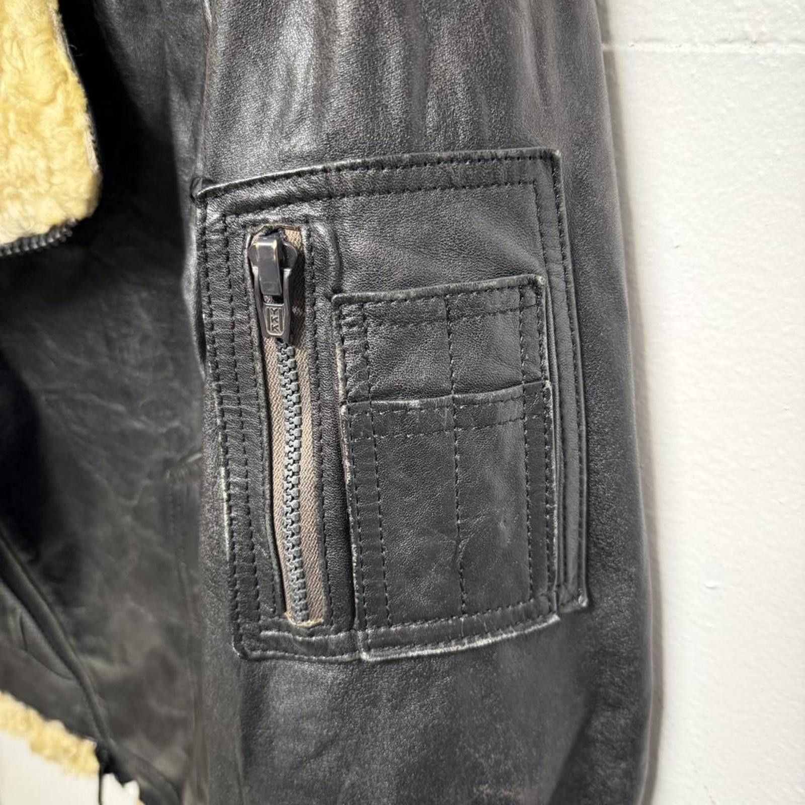 Other 1970s thrashed fleece lined black leather jacket Size M/L Size US M / EU 48-50 / 2 - 4 Thumbnail
