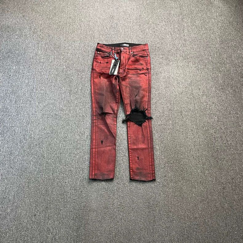 Amiri Black and Red Denim Jeans