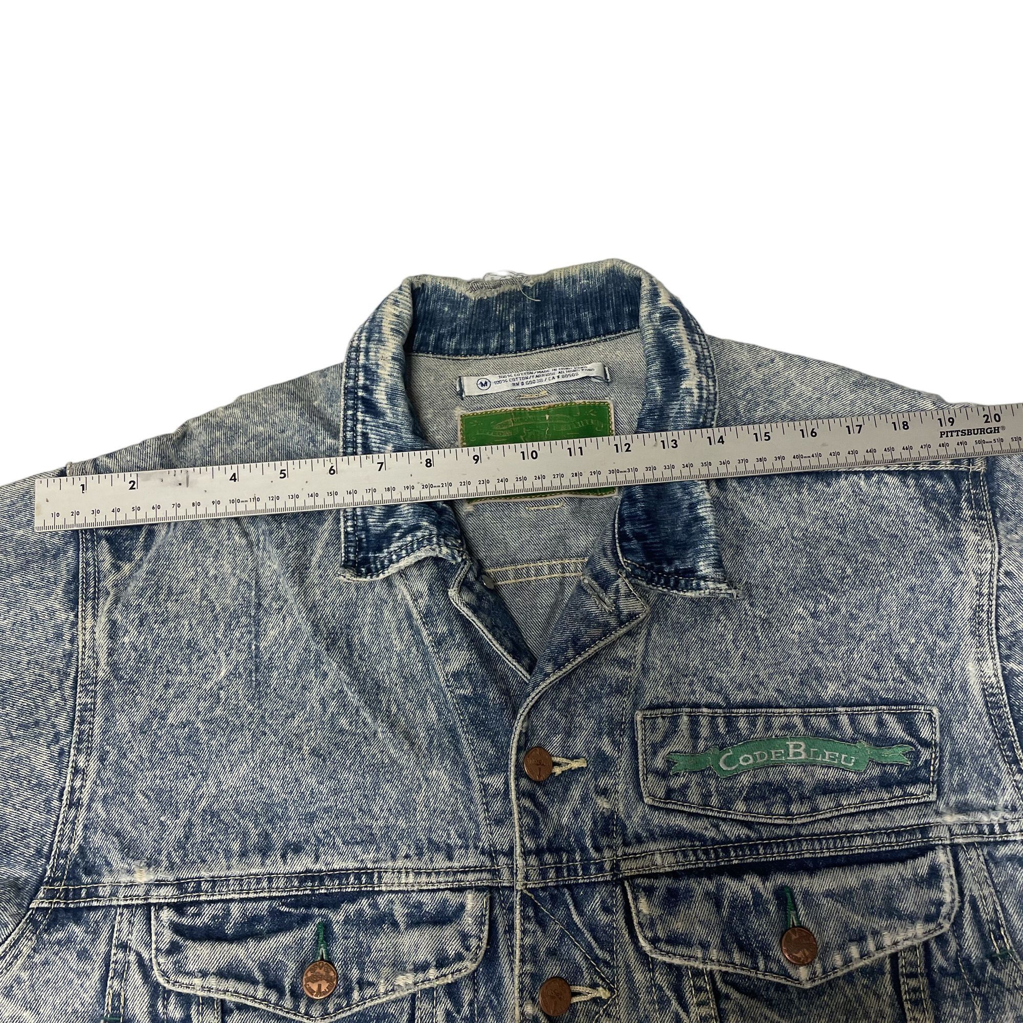 Other Vtg Code Bleu DESTROYED Blue Jean ACID WASH Jacket Size US M / EU 48-50 / 2 - 8 Thumbnail
