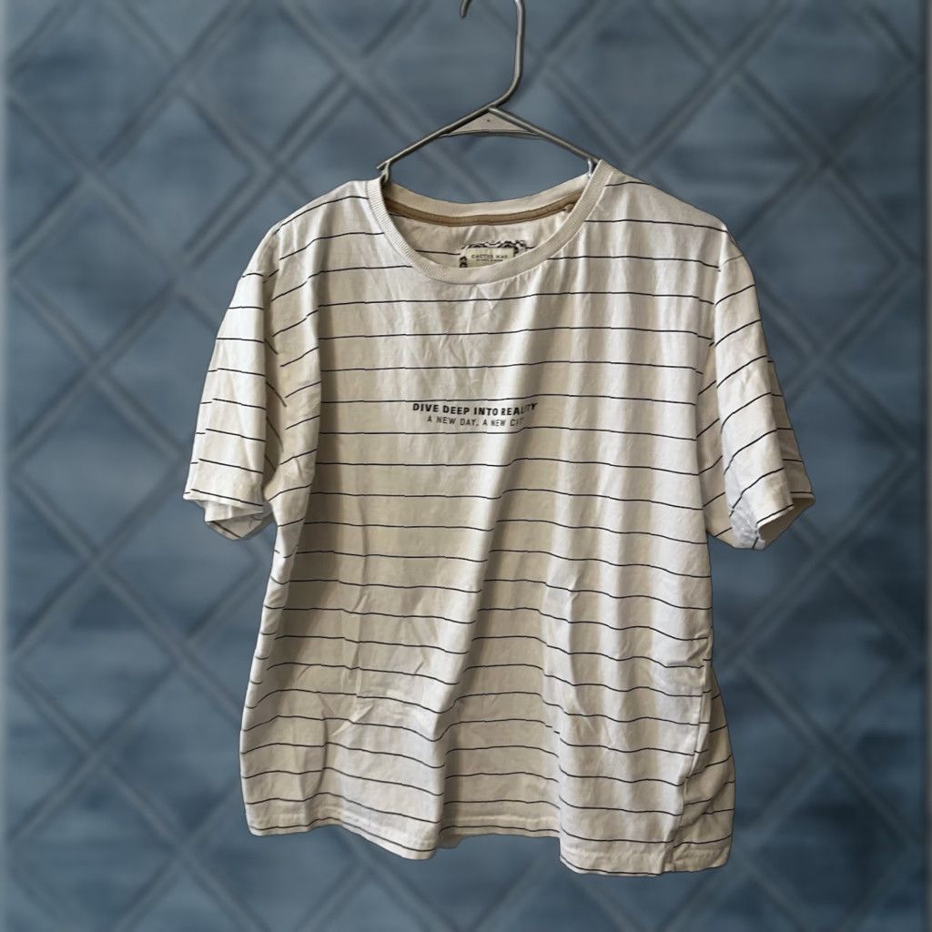 Vintage VINTAGE? Men's Cactus Man Striped White T-shirt XL Size US XL / EU 56 / 4 - 1 Thumbnail