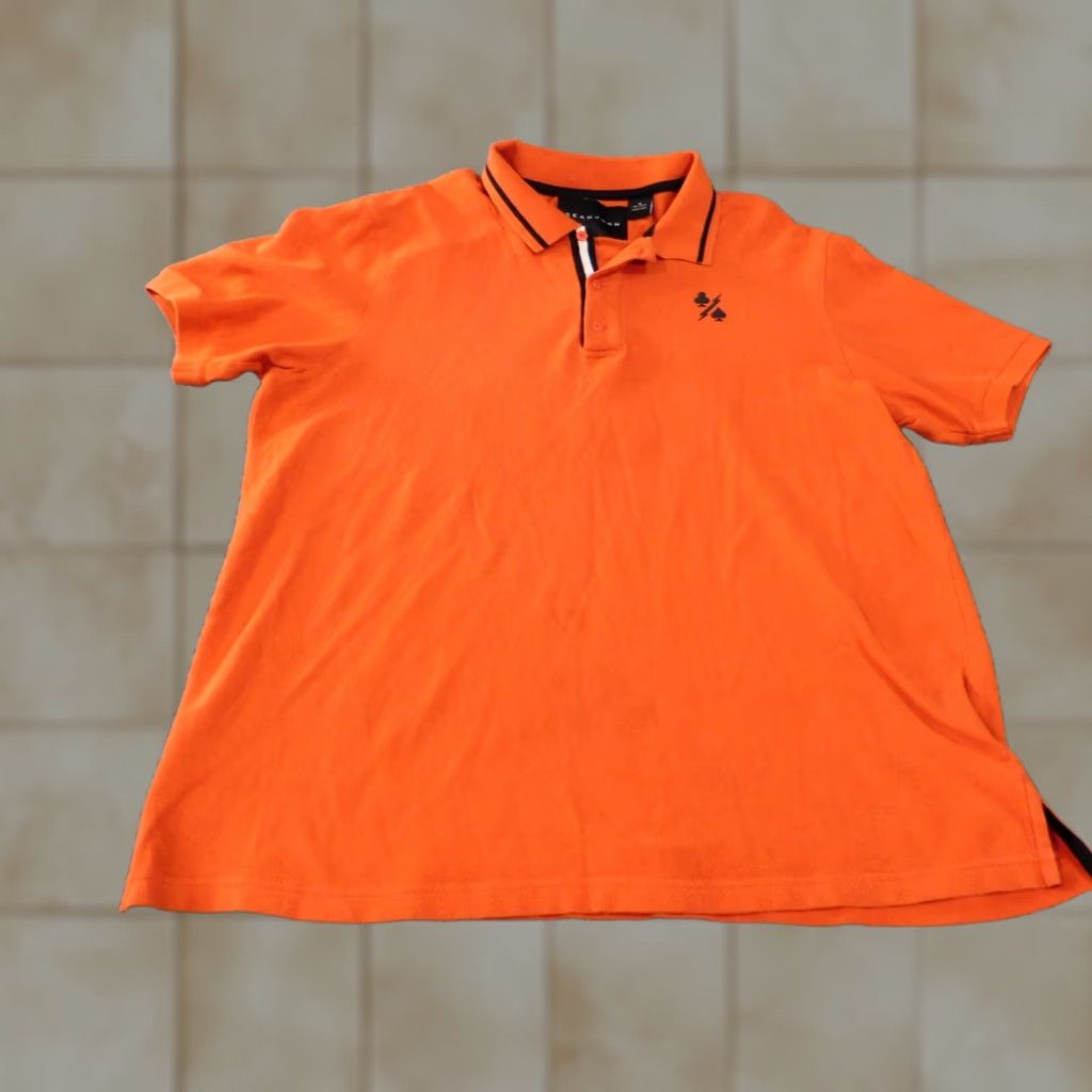 Sean John Sean John Polo Shirt XL Orange Mens Button-Down Short Sleeve Retro Golf 100% Cotton Big & Tall Mens Size US XL / EU 56 / 4 - 1 Thumbnail