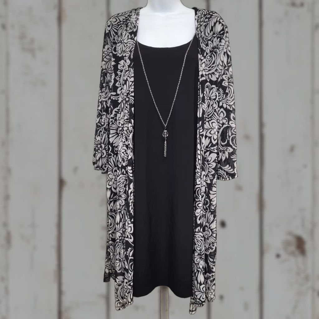 Vintage Luxology Dress Womens XL Black & White Sheath Evening w/Detachable Necklace Size XL / US 12-14 / IT 48-50 - 1 Thumbnail