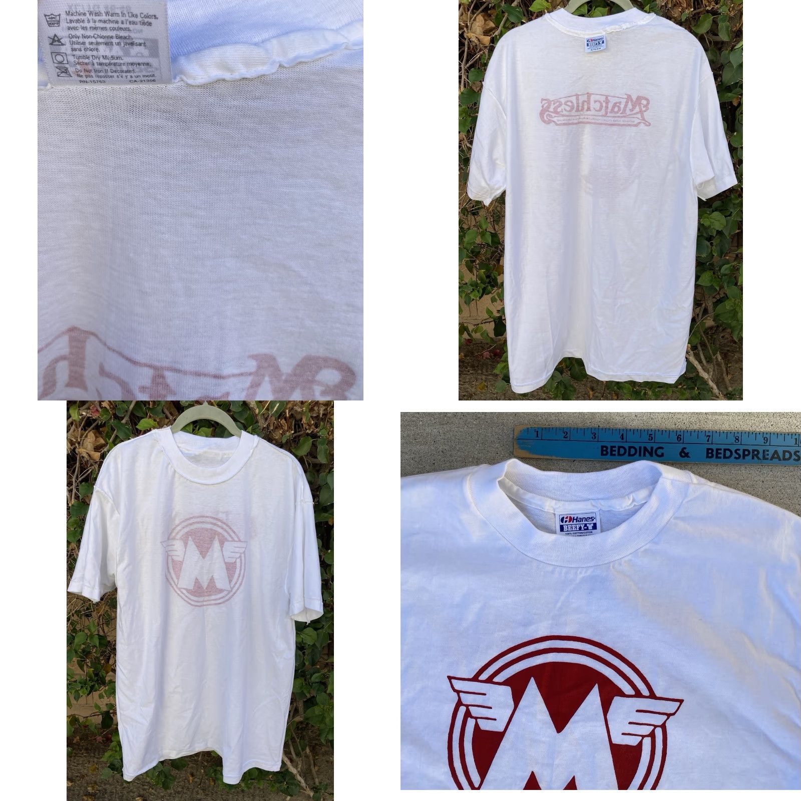 Hanes VINTAGE Hanes Beefy-T T Shirt Motorcycle Single Stitch XL White Mens Size US XL / EU 56 / 4 - 10 Thumbnail