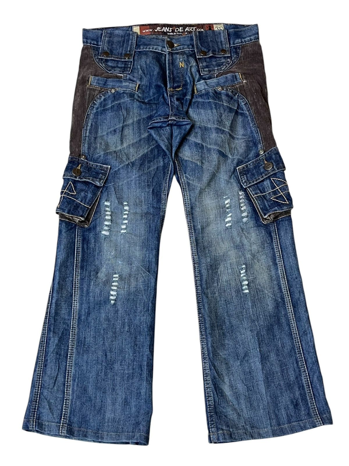 Japanese Brand JAPANESE ARCHIVE Y2K JEANS DE ART BONDAGE CARGO FLARED JEANS Size US 34 / EU 50 - 2 Thumbnail