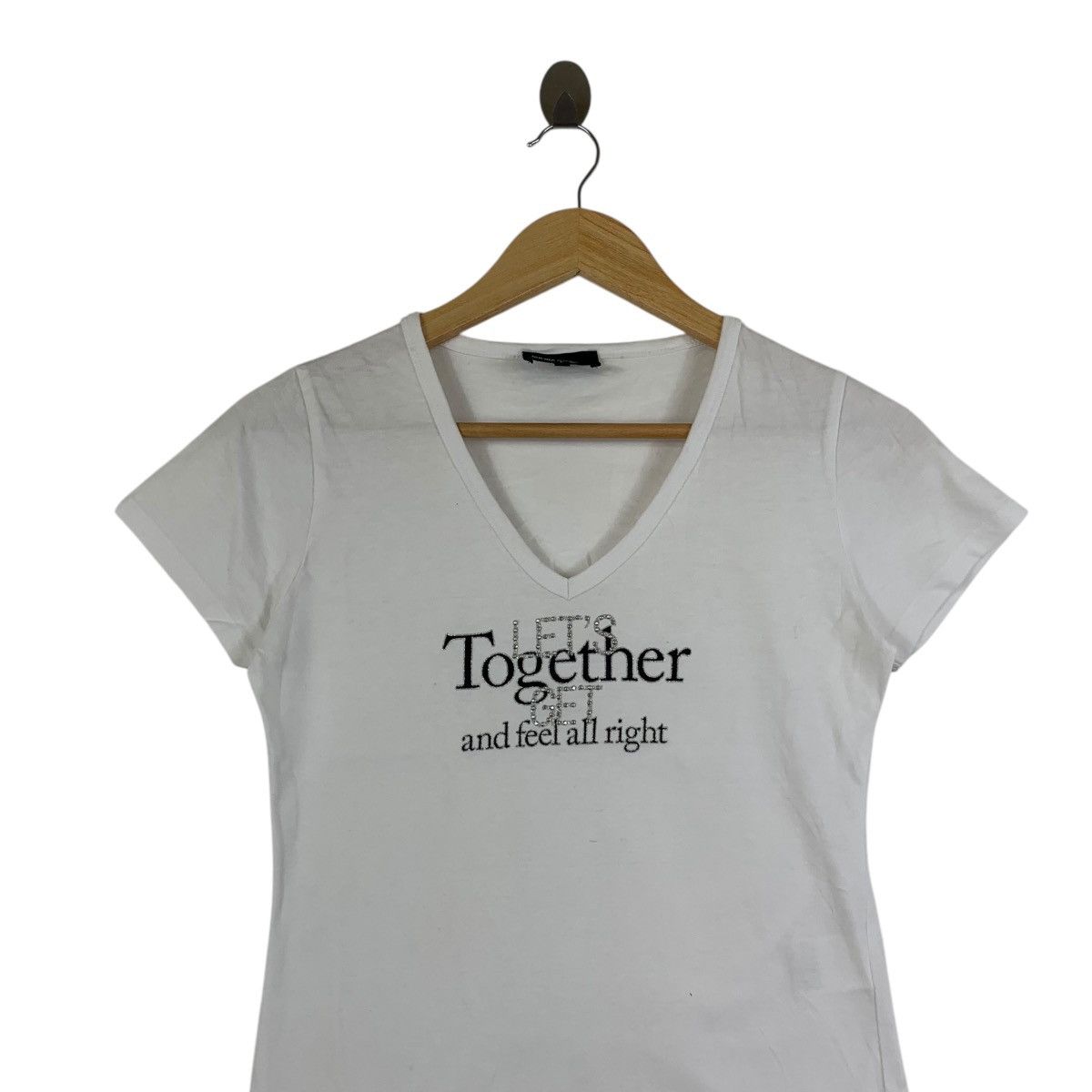 Vintage Vintage BUONA GIORNATA ITALY Bling Swarovski Tee Shirt Top Size XS / US 0-2 / IT 36-38 - 2 Thumbnail