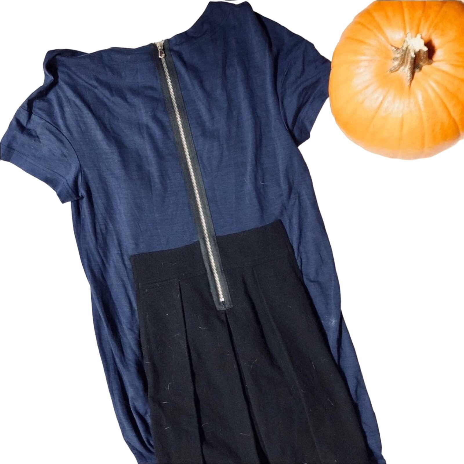 Marc by Marc Jacobs MARC JACOBS Black Navy Wool Pleated Crew Neck Mini Dress S Size S / US 4 / IT 40 - 4 Thumbnail