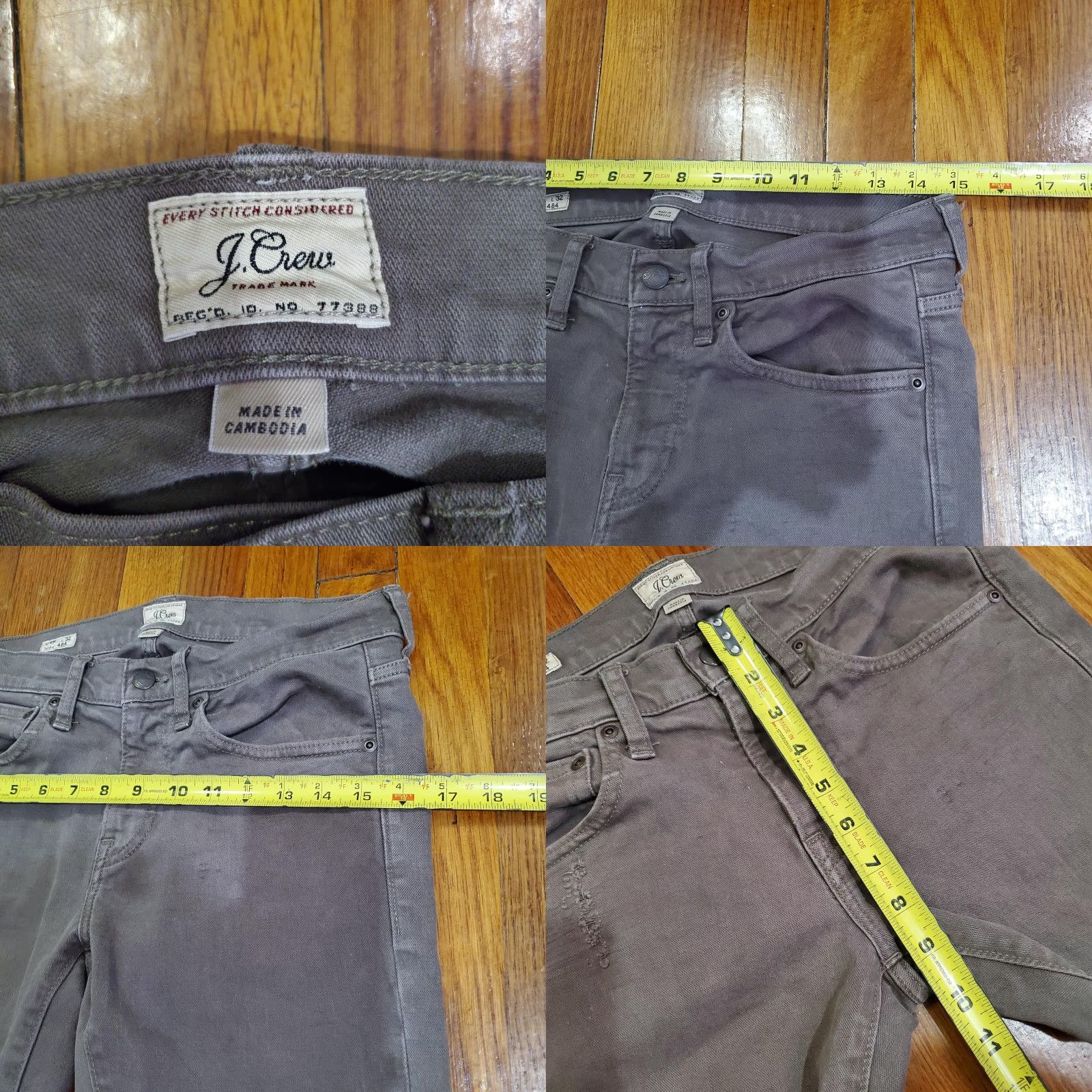J.Crew J.CREW 484 Pants Slim Chino 5 Pocket Mens Brown 31x32 Denim Twill Flat Front Casual Size US 29 - 8 Thumbnail