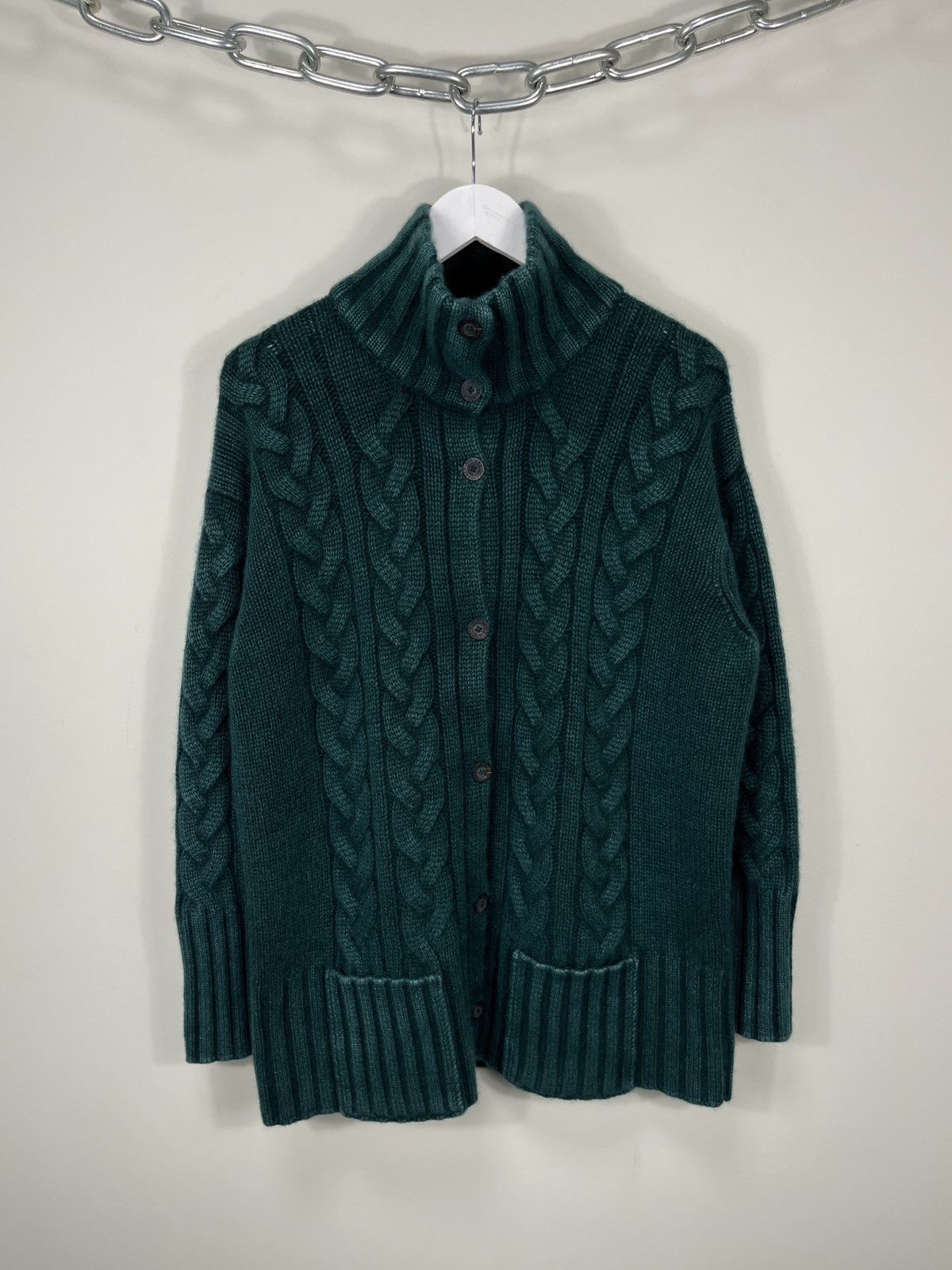 image of Iris Von Arnim Cashmere Luxury Green Cardigan, Men's (Size XL)