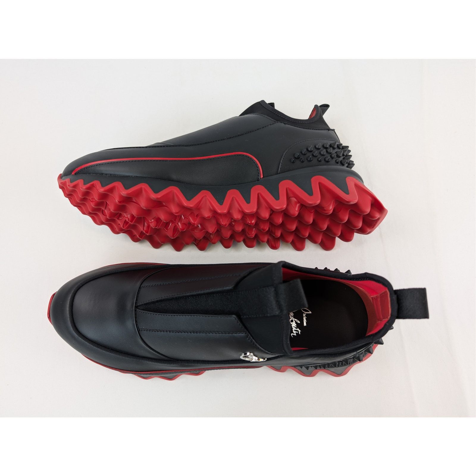 Christian Louboutin o1rshd1 Sharkyloub SP Spikes Flat Sneakers in Black Size US 13 / EU 46 - 1 Thumbnail