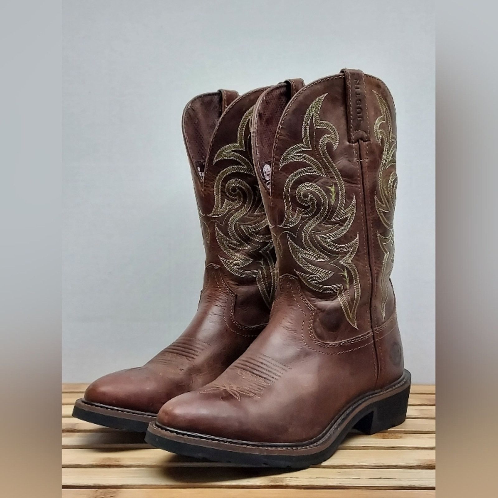 Justin Boots Justin Mens Dark Brown Classic Western Leather Boots Size 9D Size US 9 / EU 42 - 2 Thumbnail