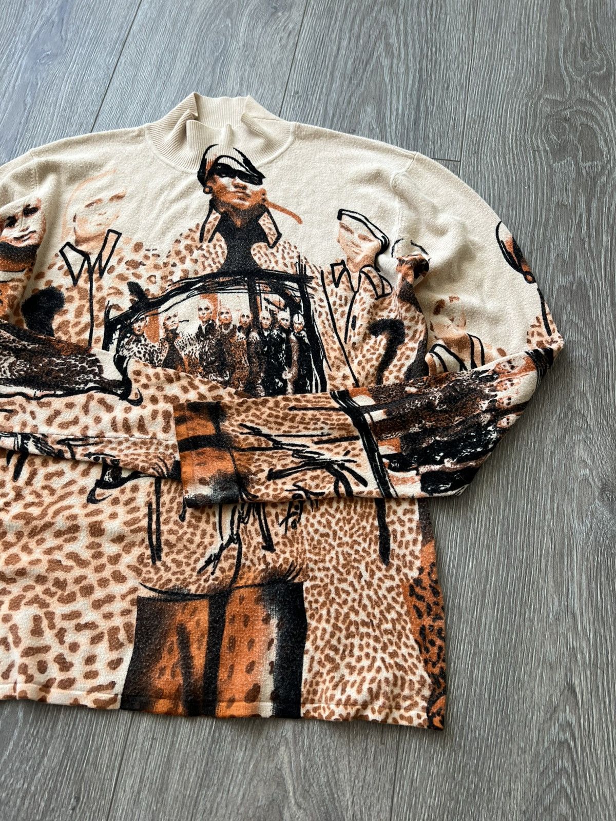 Japanese Brand Vintage XFN Leopard Graphic Print Knit Jumper JPG Style Size L / US 10 / IT 46 - 8 Thumbnail