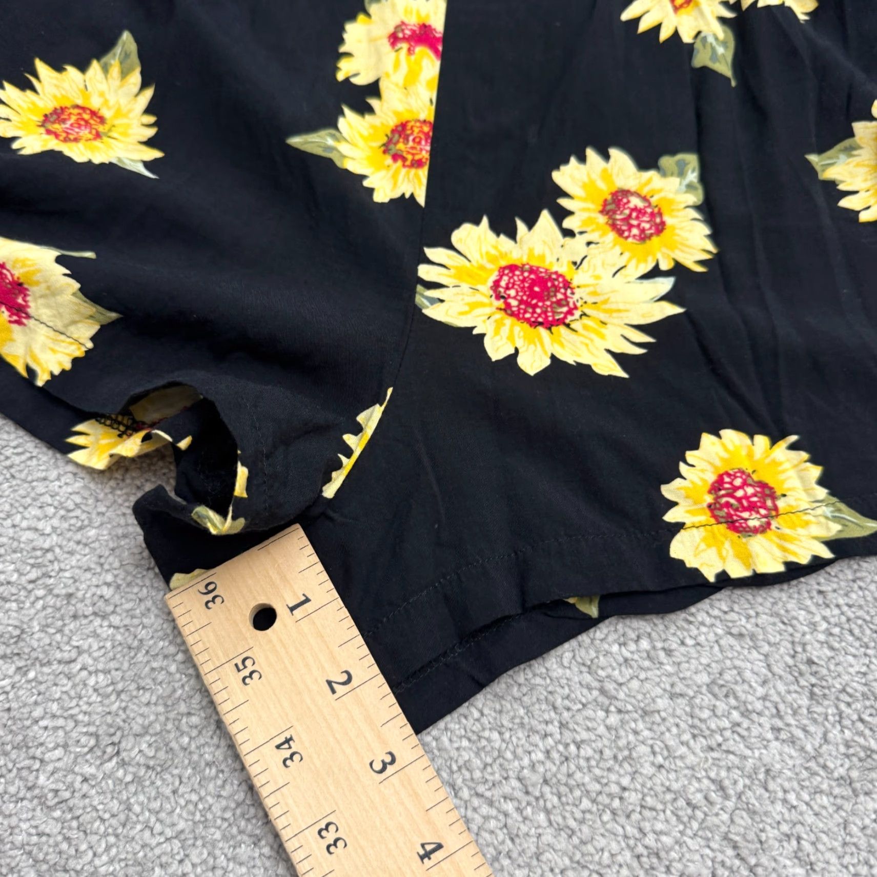 Vintage AX Paris Romper Womens 10 Black Yellow Floral Sleeveless 100% Cotton Boho Summer Size 32" / US 10 / IT 46 - 3 Thumbnail