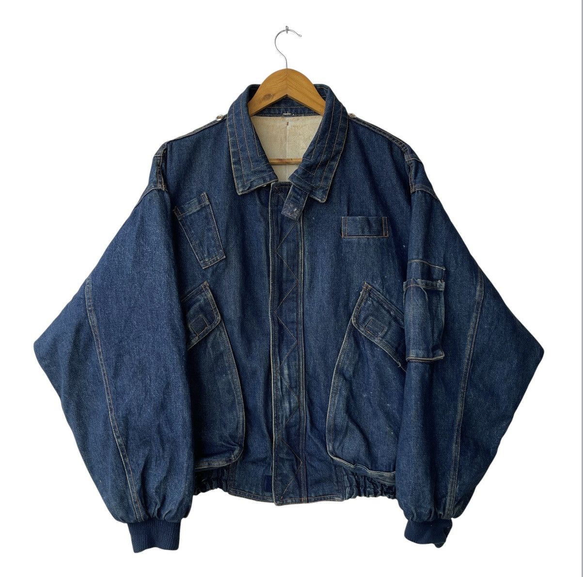 Issey Miyake Vintage Issey sport denim ma-1 bomber jacket | Grailed