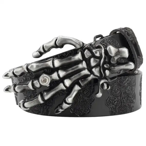 Japanese Brand Isshiki x eko Rhinestone Skeleton Hand PU Leather Belt Size ONE SIZE - 5 Thumbnail