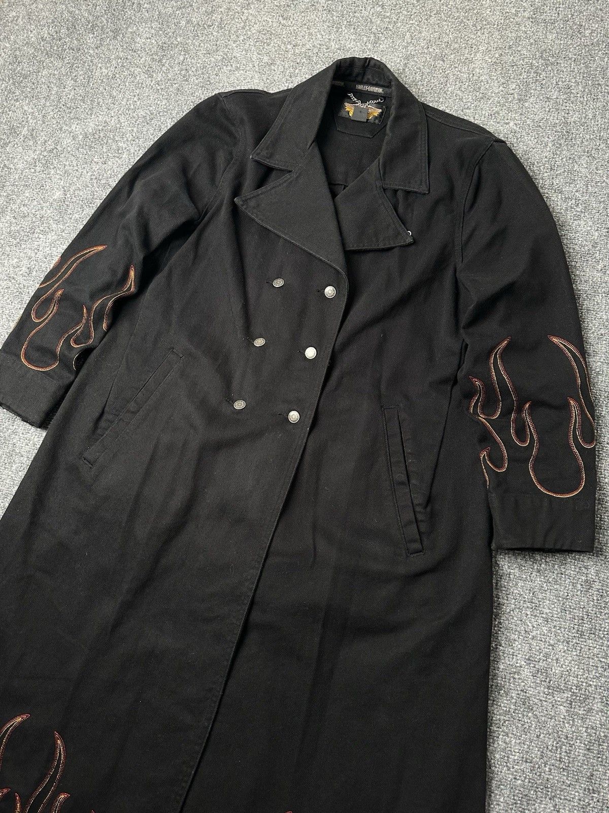 Harley Davidson Mens Coat Harley Davidson Flame Embroidered Long, Size XL Size US XL / EU 56 / 4 - 3 Thumbnail
