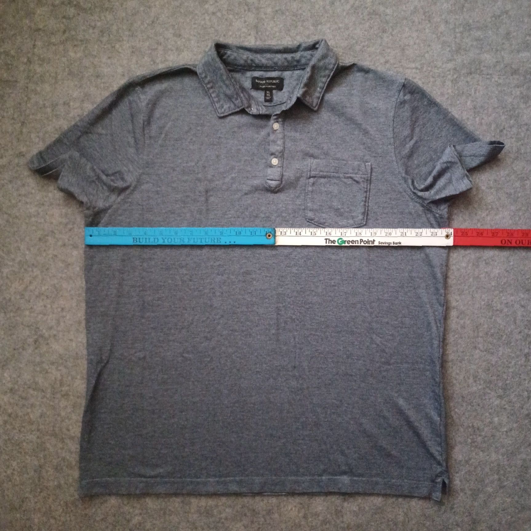 Banana Republic Banana Republic Polo Shirt Men XL Heather Gray Short Sleeve Pocket Preppy Casual Button Knit Size US XL / EU 56 / 4 - 4 Thumbnail