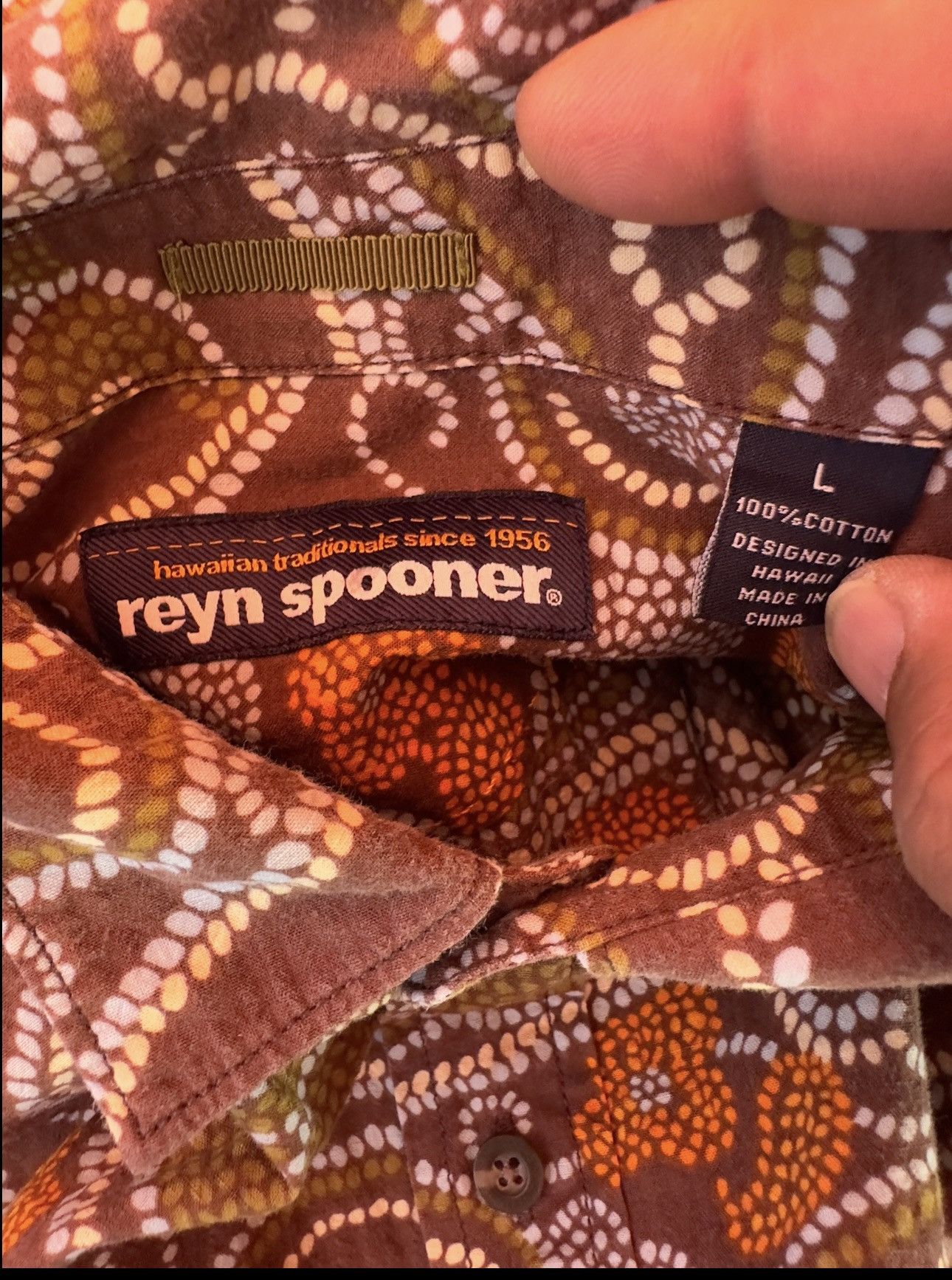 Reyn Spooner PreOwned Reyn Spooner Brown Hawaiian Print Men's Large Size US L / EU 52-54 / 3 - 4 Thumbnail