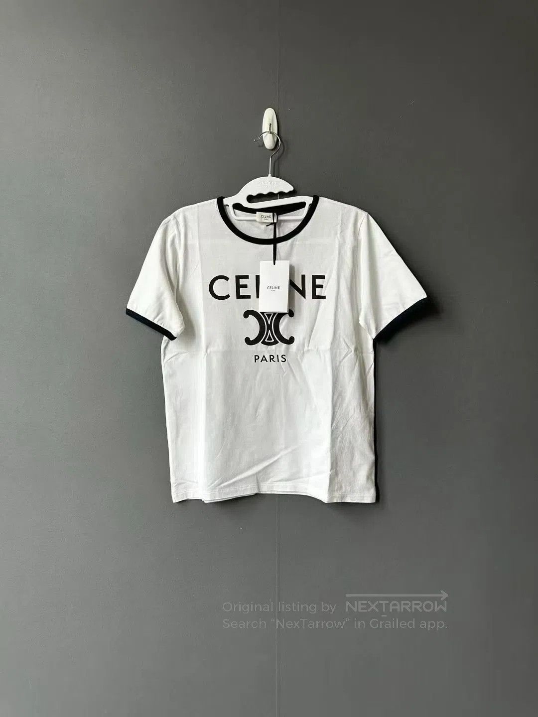 Celine CELINE White Triomphe Short Sleeve T-Shirt| Size M / US 6-8 / IT 42-44 - 1 Thumbnail
