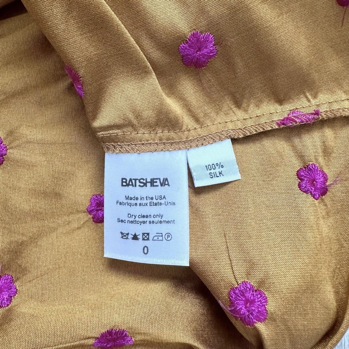 Batsheva Batsheva Petal Blouse Turmeric Embroidered Silk Taffeta NWOT Size XS / US 0-2 / IT 36-38 - 10 Thumbnail
